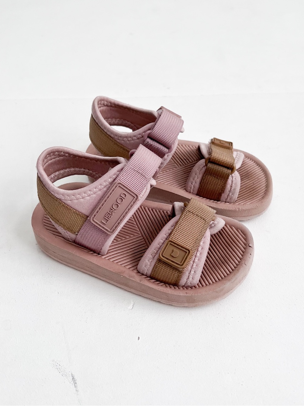Lie wood Toddler Pink and Brown Adjustable Strap Sandals Size 8.5C